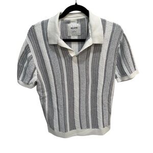 Hollister California Men’s S Black/Cream Striped Polo Pullover Sweater Unisex
